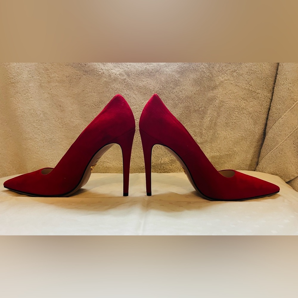 Red suede PRADA pumps